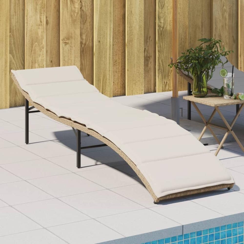 vidaXL Sonnenliege mit Kissen Beige 55x199x50 cm Poly Rattan 368248 Bild 1