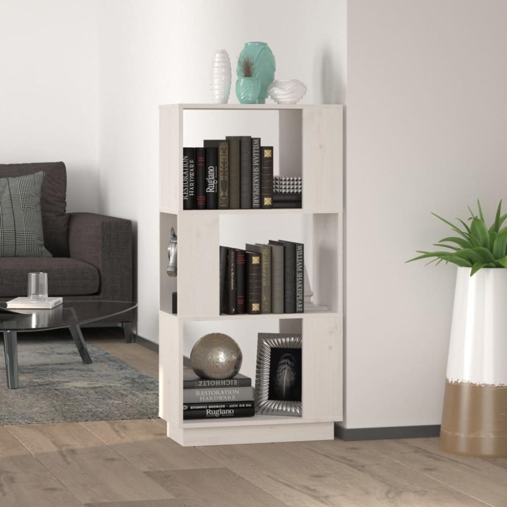 vidaXL Bücherregal/Raumteiler Weiß 51x25x101 cm Massivholz Kiefer 814035 Bild 1