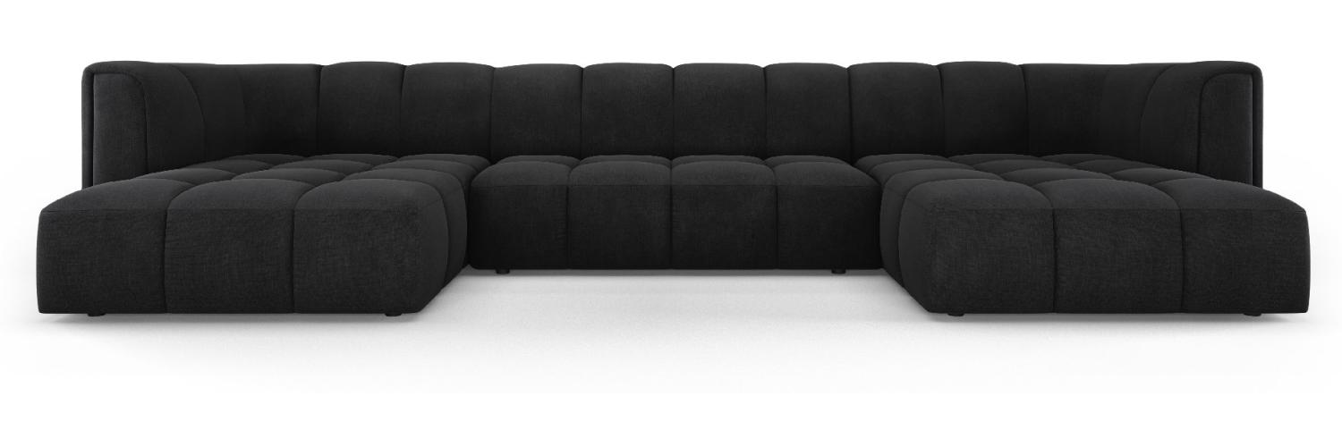 Micadoni Panorama Sofa Serena 5-Sitzer Strukturierter Stoff, Schwarz Bild 1