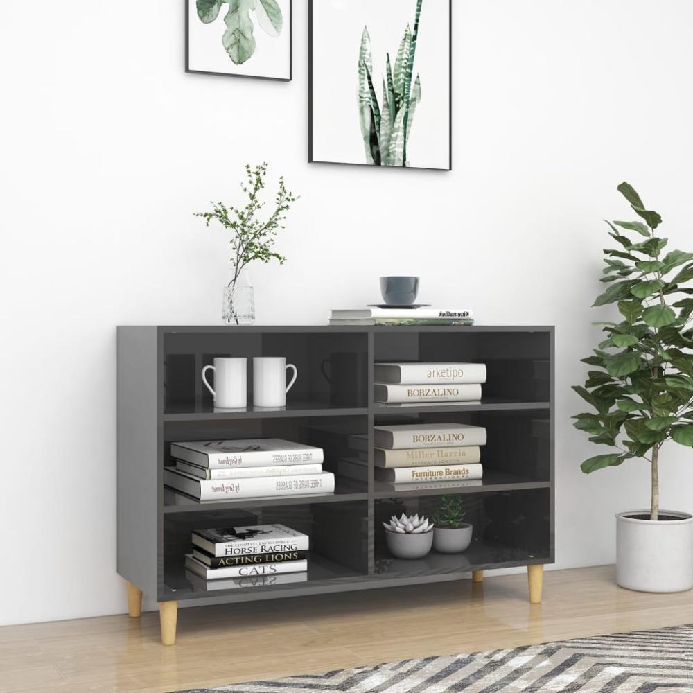 vidaXL Sideboard Hochglanz-Grau 103,5 x 35 x 70 cm Spanplatte [806039] Bild 1