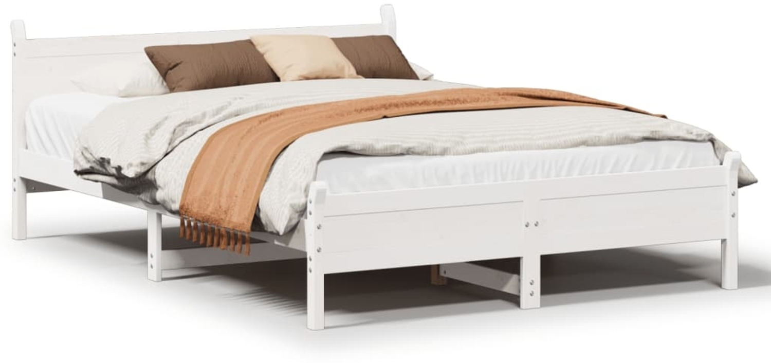 vidaXL Massivholzbett ohne Matratze Weiß 120x200 cm Kiefernholz 855595 Bild 1