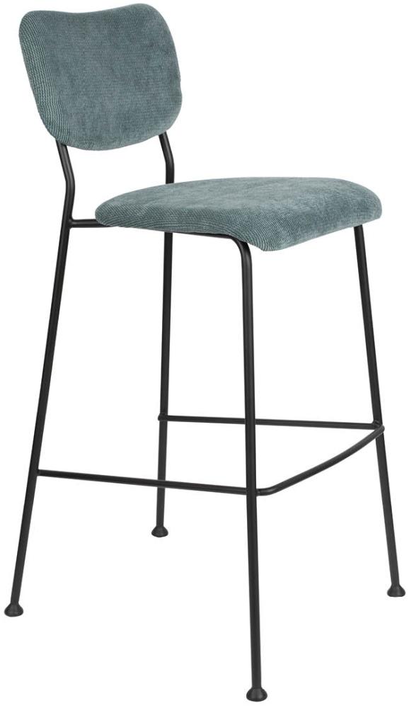 Barhocker BENSON GREY BLUE von ZUIVER mit trendigen Cordstoff Bild 1