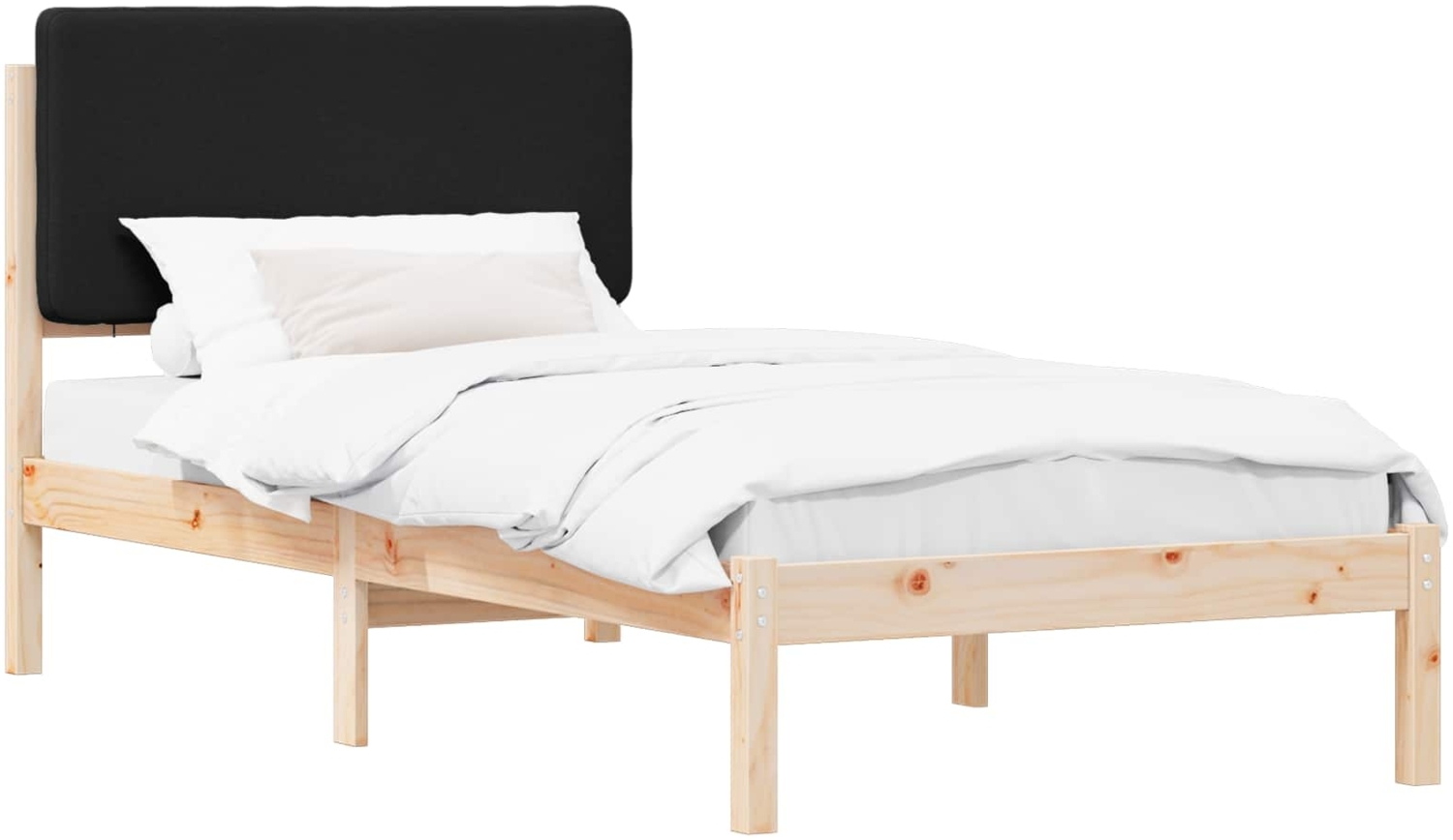 vidaXL Bettgestell mit gepolstertem Kopfteil Schwarz 100 x 200 cm 877931 Bild 1