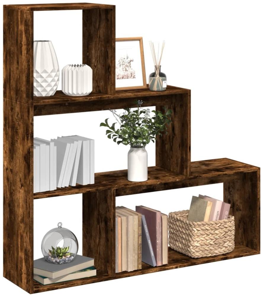 vidaXL Raumteiler-Bücherregal 3 Stufen Räuchereiche 123x29x123 cm 857989 Bild 1