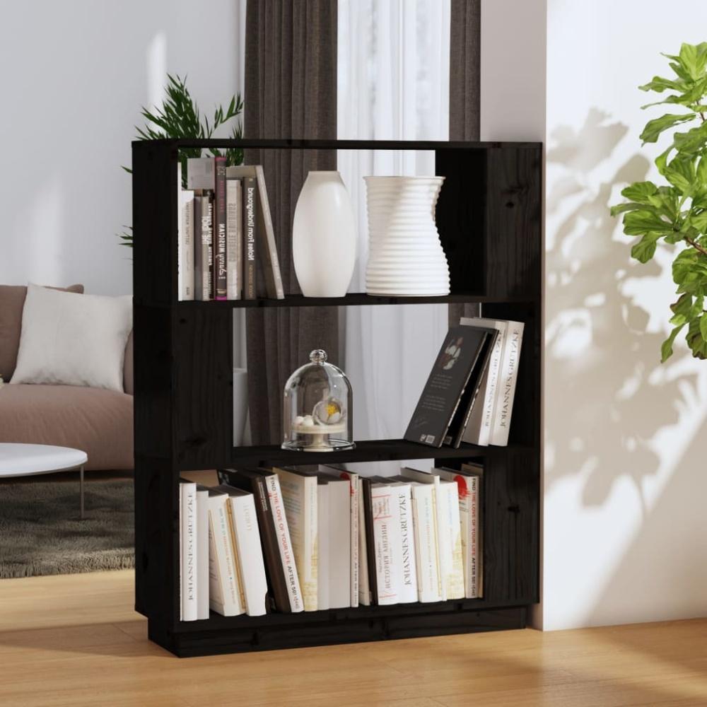 vidaXL Bücherregal/Raumteiler Schwarz 80x25x101 cm Massivholz Kiefer 814058 Bild 1