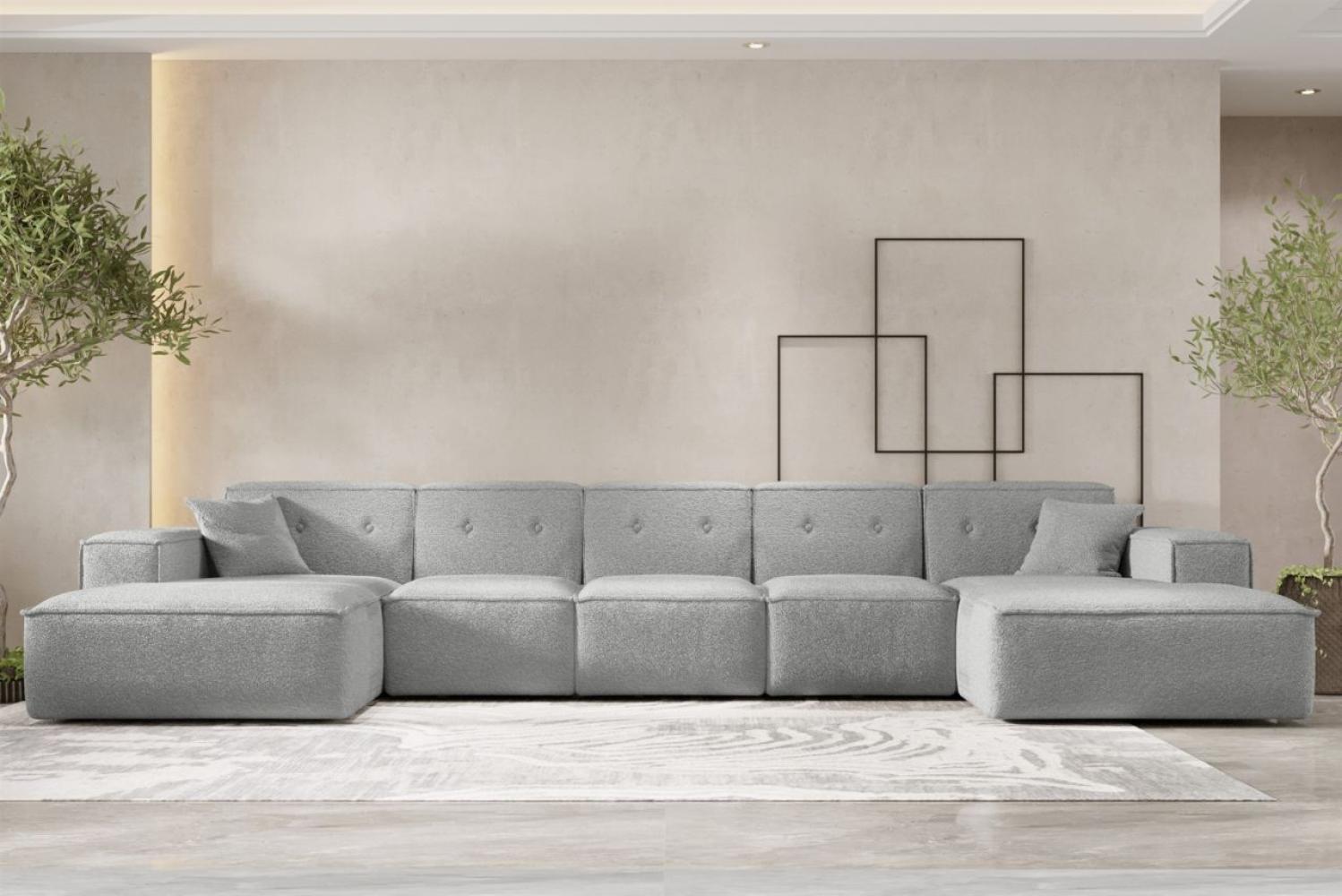 Wohnlandschaft Sofa U-Form CESINA XL in Stoff Ascot Bukla Grau Bild 1