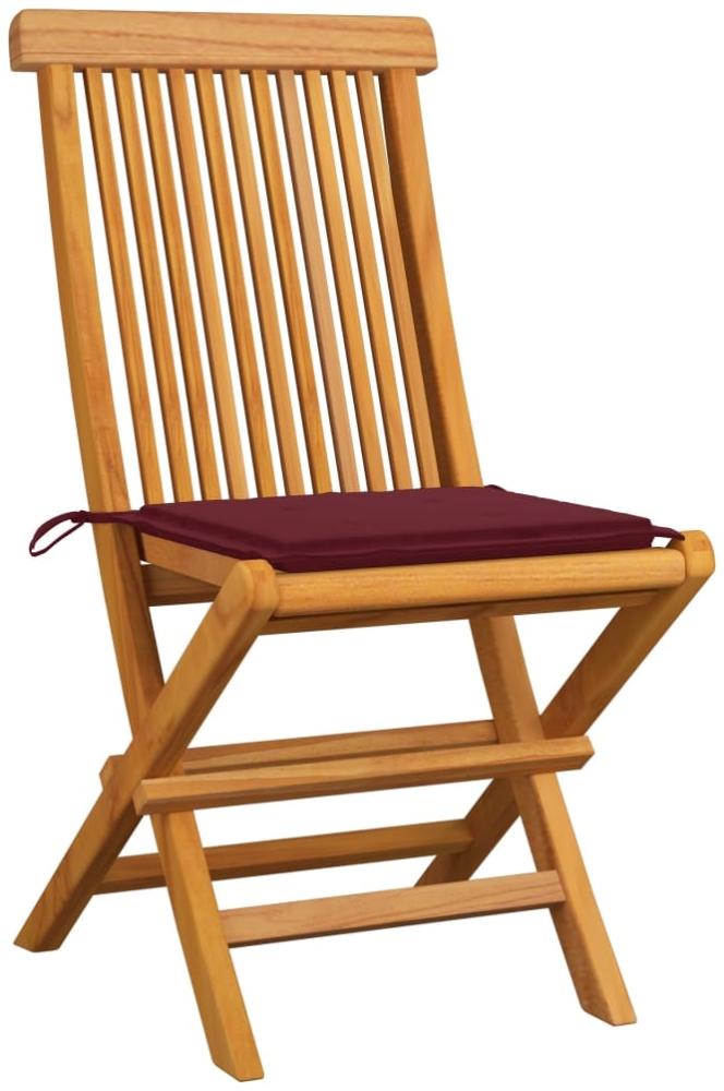 vidaXL Gartenstühle mit Weinroten Kissen 6 Stk. Massivholz Teak 3065599 Bild 1