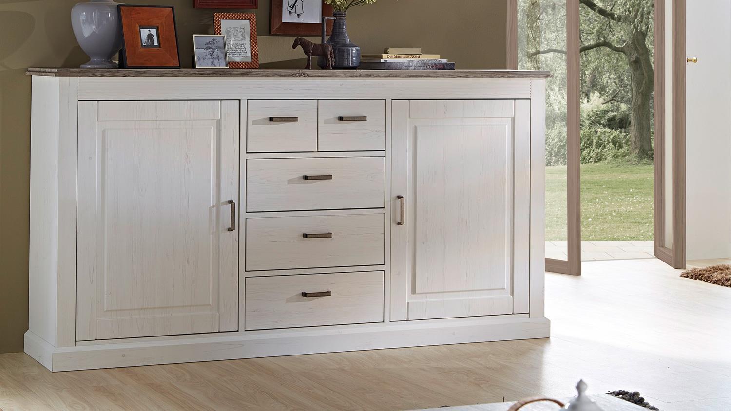 Sideboard 'LIMAS' in Pinie hell und Taupe Bild 1