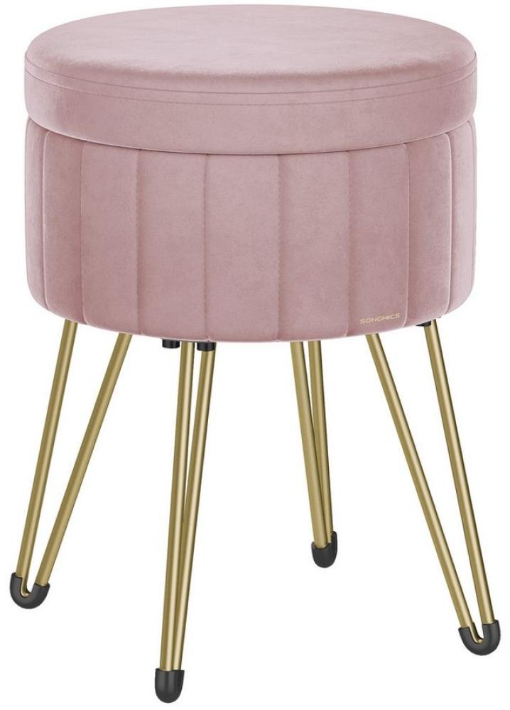 Songmics Sitzhocker Hocker (Schminktischhocker, Samt Schminkhocker), 4 Metallbeine, für Ankleidezimmer, Wohnzimmer, Schlafzimmer, rosa Bild 1