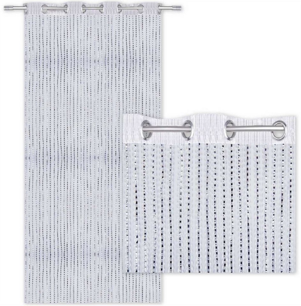 Fadenvorhang Lurex-Optik weiß, Auswahl: Ösen 140 x 250 cm Bild 1