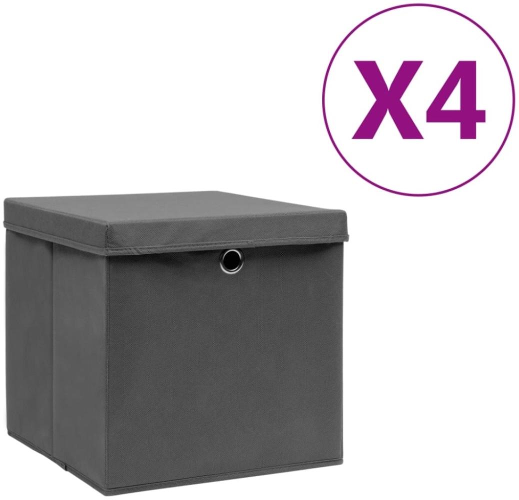 vidaXL Aufbewahrungsboxen mit Deckeln 4 Stk. 28x28x28 cm Grau 325192 Bild 1