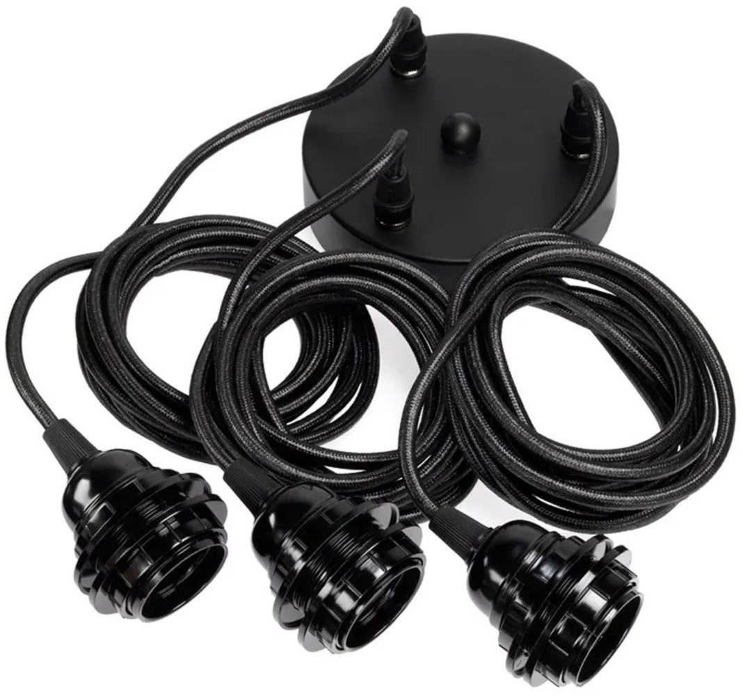 Deckenfitting Für Lampen - Schwarz - 3 Fassungen - Schwarz - 250x4x4cm Bild 1