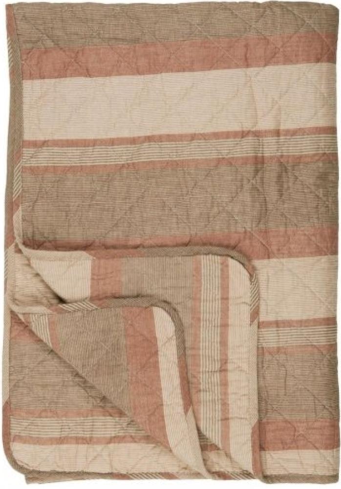 Ib Laursen Tagesdecke Quilt Beige mit braunen Streifen (130x180 cm) 07955-00 Bild 1