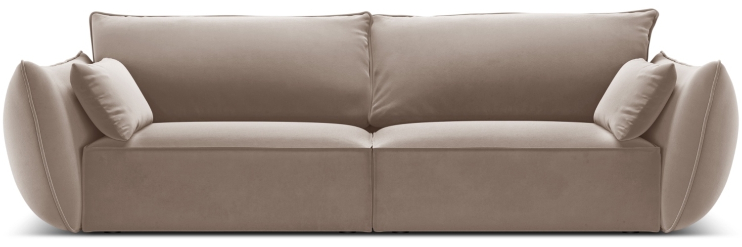 Micadoni Sofa Kaelle 3-Sitzer Samt Cappuccino Kunststoff schwarz Bild 1