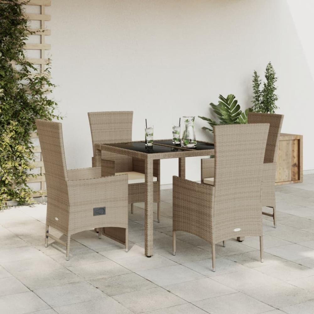 vidaXL 5-tlg. Garten-Essgruppe mit Kissen Beige Poly Rattan 3277570 Bild 1