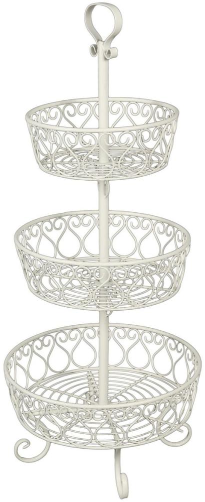 Obst Blumen Etagere antikbraun oder antikweiß Metall 80cm für Innen oder Außen weiß Bild 1