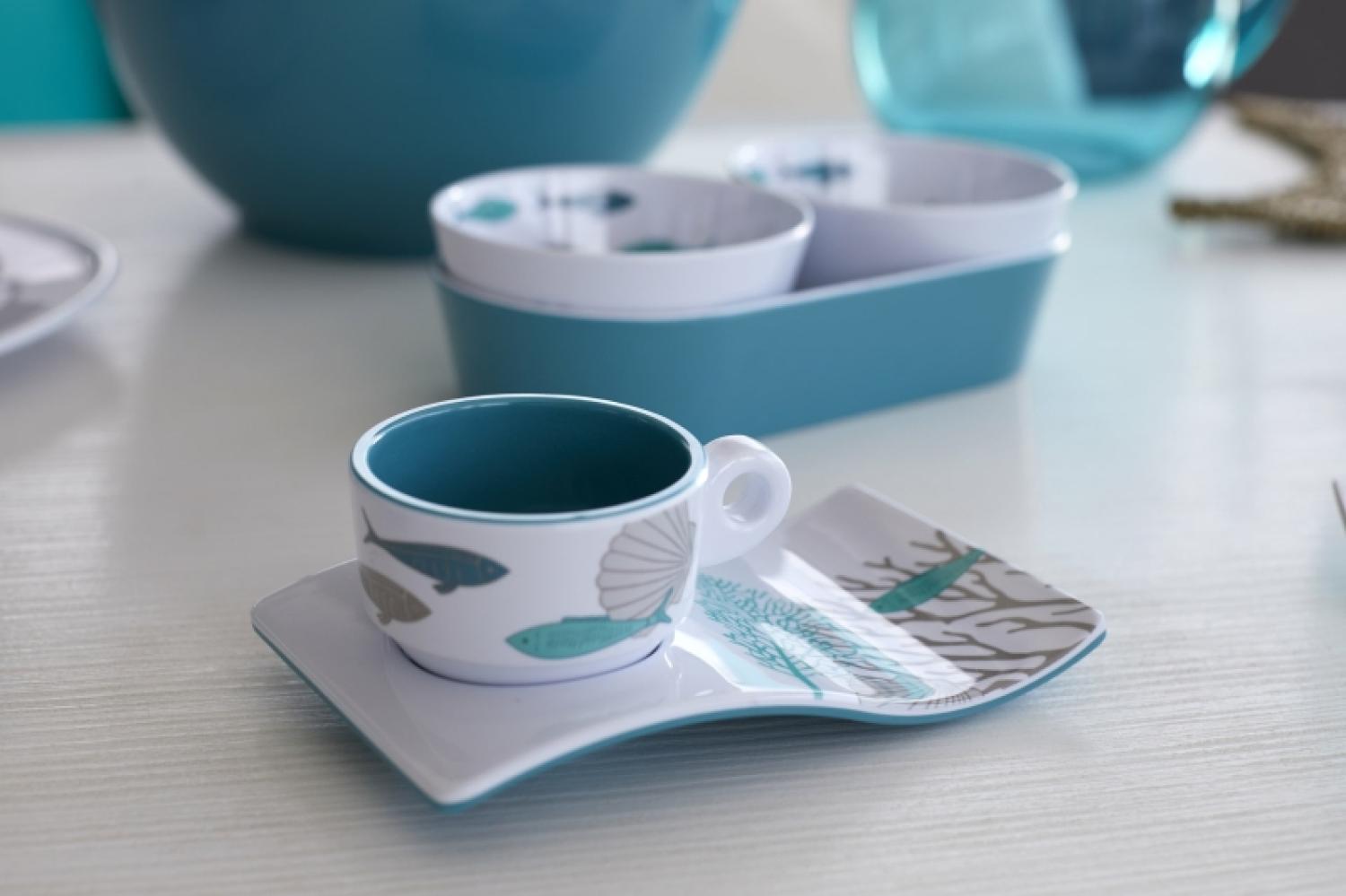 Espressotasse mit Welle Untersetzer, Melamin, Coastal - Serie 6er Set Bild 1