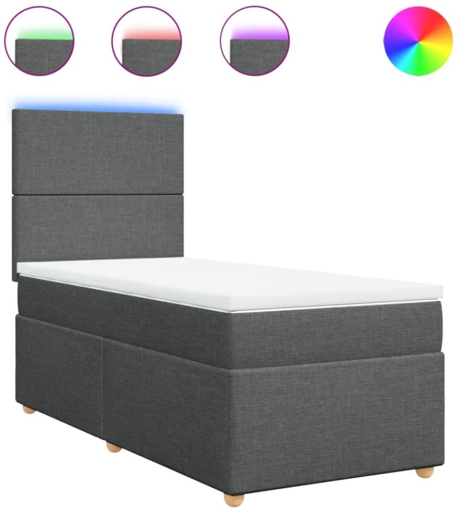 vidaXL Boxspringbett mit Matratze Dunkelgrau 100x200 cm Stoff 3293485 Bild 1