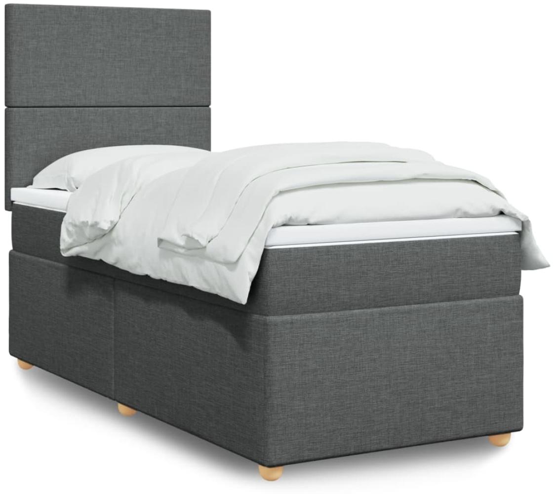 vidaXL Boxspringbett mit Matratze Dunkelgrau 100x200 cm Stoff 3293485 Bild 1