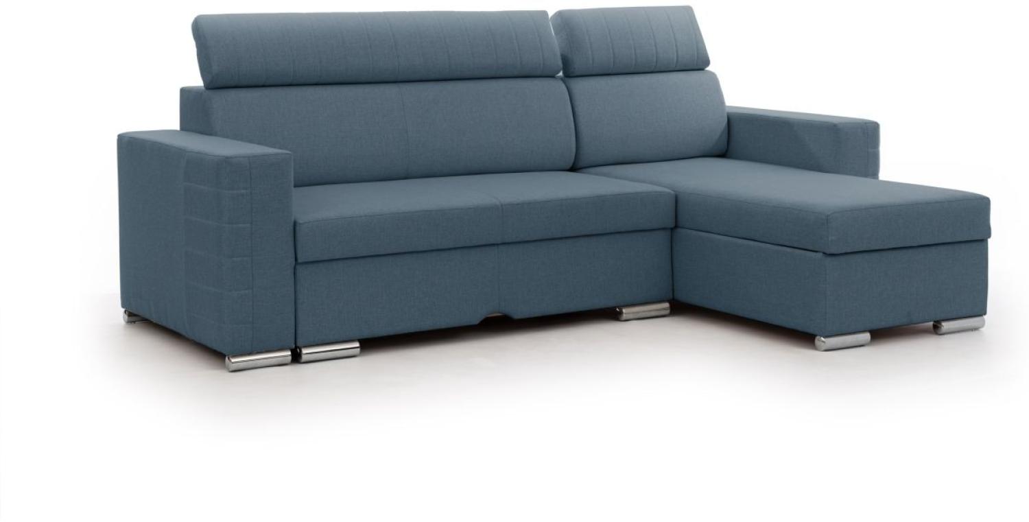 Ecksofa Schlafsofa Sofa CANTON in Stoff Liverpool Azurblau Ottomane Rechts Bild 1