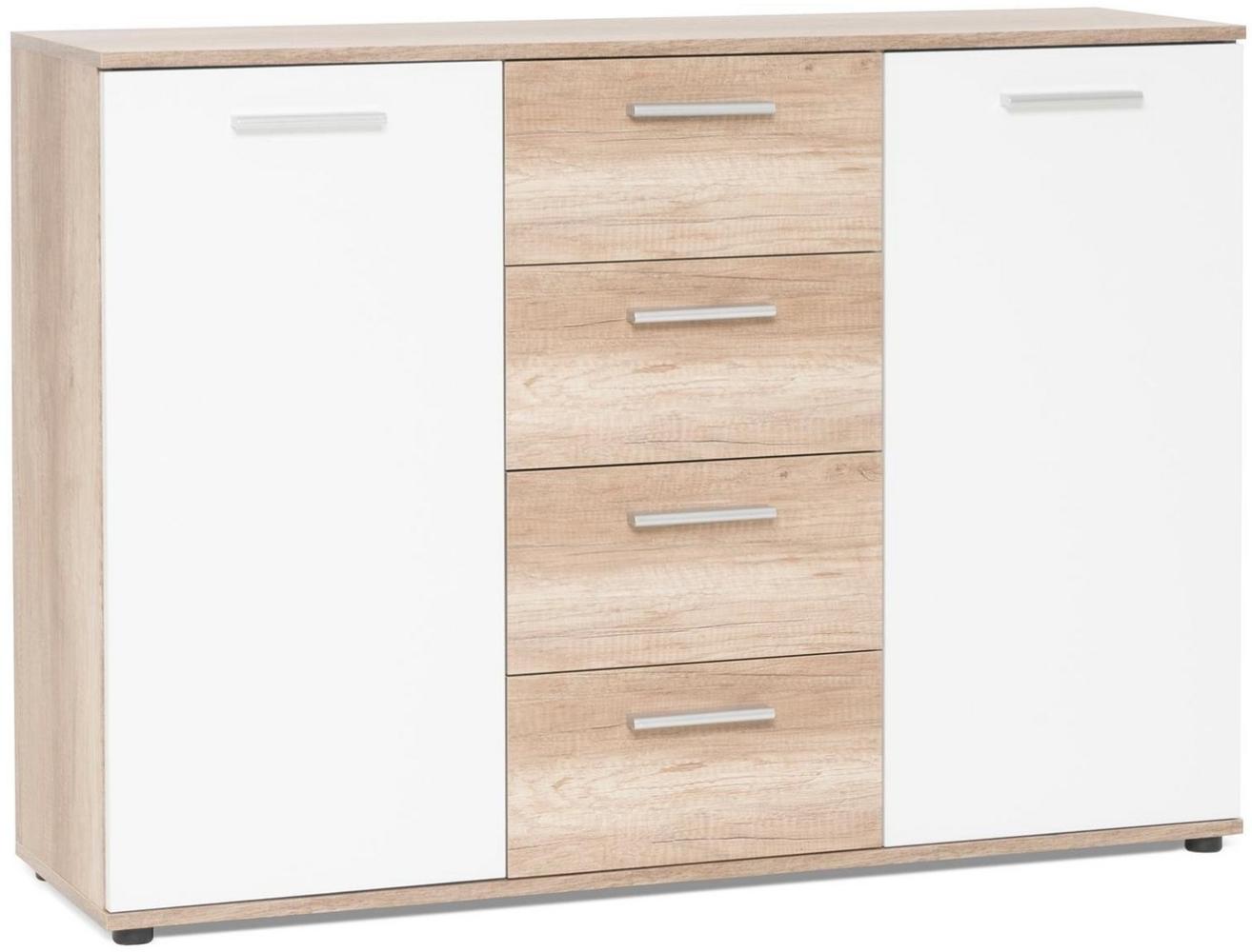 Möbelando 'Jacklin' Sideboard, Spanplatte, 120 x 35 x 85 cm , Wildeiche / Weiß Bild 1