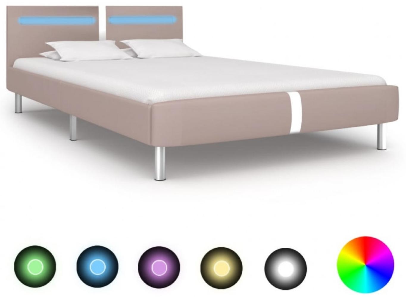 vidaXL Bettgestell mit LED Cappuccino-Braun Kunstleder 120x200 cm, Mit Beleuchtung [280862] Bild 1