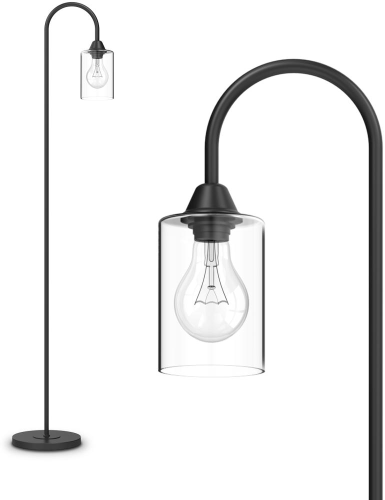 EMKE Stehlampe Kyle, E27 Stehleuchte Glas Minimalistisch, Schwarz Standleuchter Design Bodenlampe Modern mit Fußschalte, Wohnzimmerlampe Leselampe für Büro Bild 1