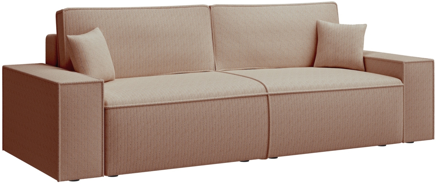 Selsey 'Farese' Sofa mit Schlaffunktion, Stauraum und Cordbezug, dunkelbeige, ca. 85 x 257 x 102 cm Bild 1