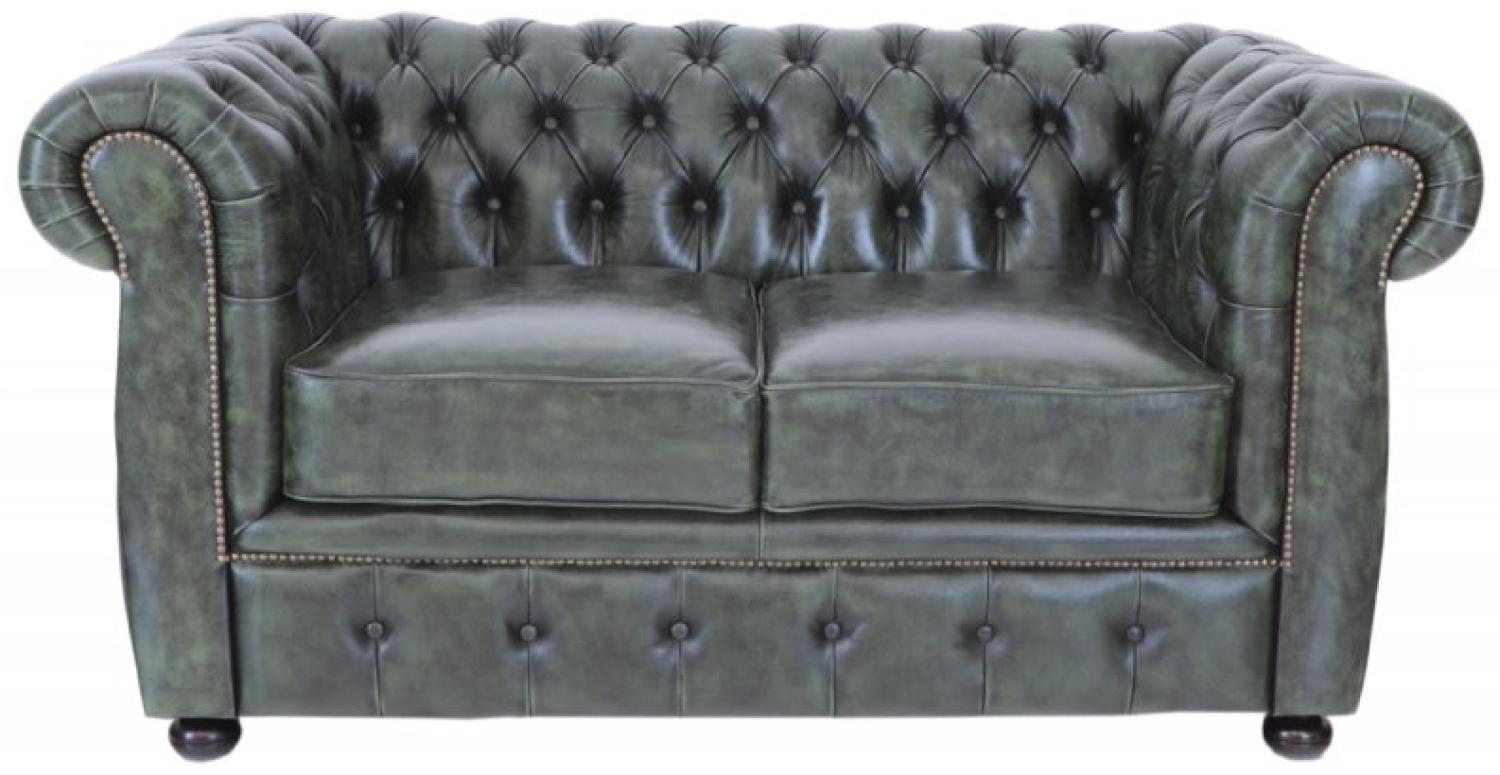 Zweisitzer-Sofa Chesterfield Liverpool aus echtem Rindsleder Green Bild 1