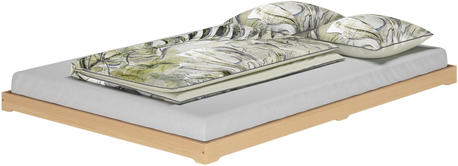 Niederflurbett Studentenbett Teenagerbett 140x200 Buche Massivholz mit wählbarem Zubehör V-60.66-14ohne Zubehör Bild 1