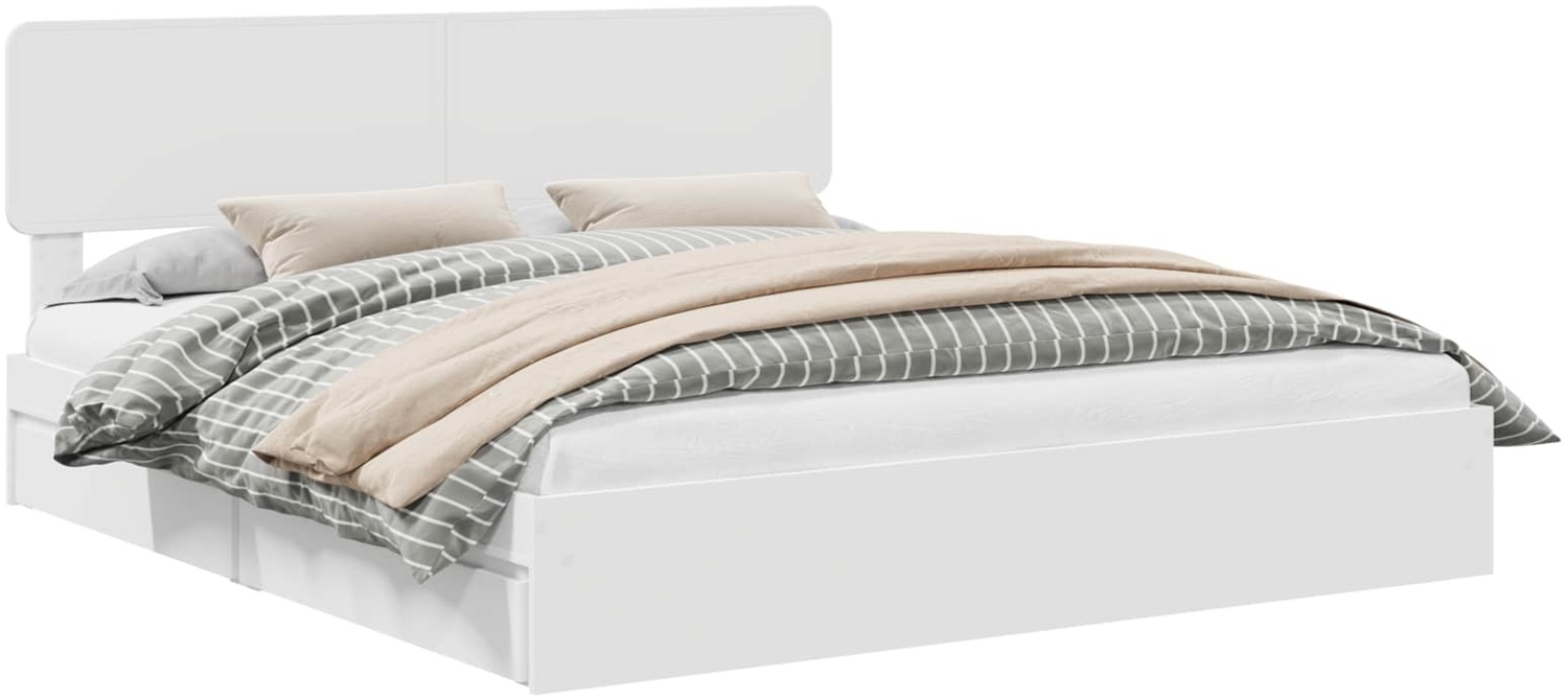 vidaXL Aufbewahrungsbett mit Kopfteil Weiß 200x200 cm Holzwerkstoff 3412241 Bild 1