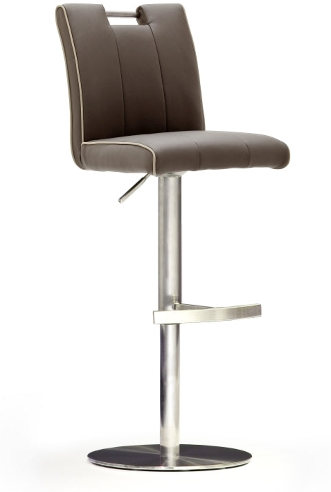 Barstuhl Casta II - Leder Braun - Edelstahl Bild 1