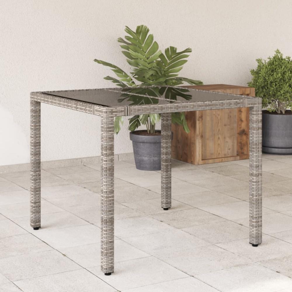 vidaXL Gartentisch mit Glasplatte Grau 90x90x75 cm Poly Rattan 365588 Bild 1