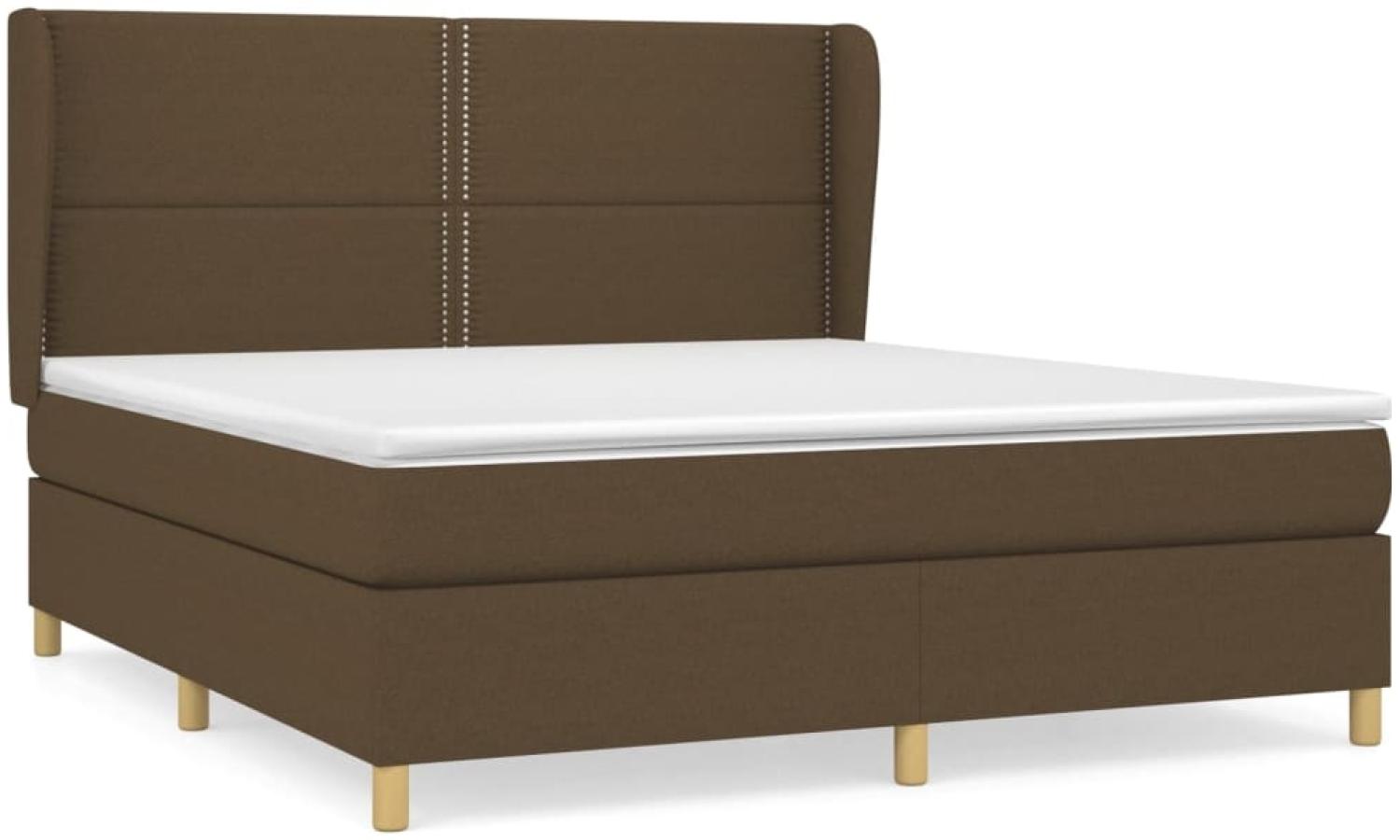 vidaXL Boxspringbett mit Matratze Dunkelbraun 180x200 cm Stoff 3128464 Bild 1