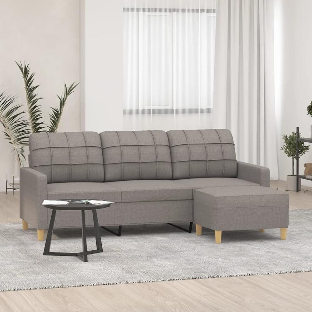 vidaXL 3-Sitzer-Sofa mit Hocker Taupe 180 cm Stoff 3201008 Bild 1