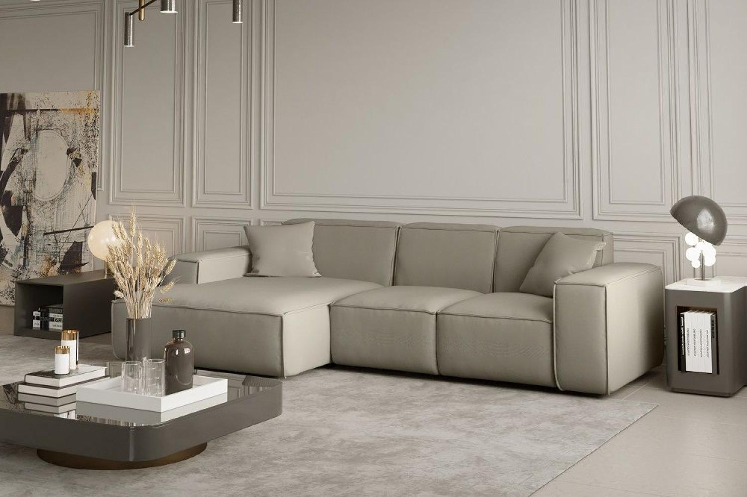 Ecksofa Designersofa CELES in Stoff Opera Velvet Creme Ottomane Links Bild 1