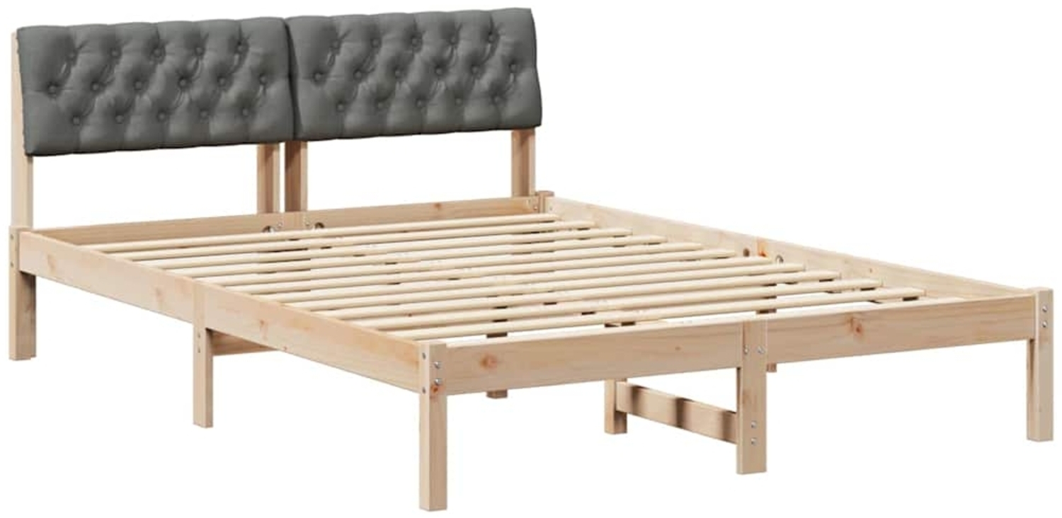 vidaXL Bettgestell Braun und Dunkelgrau 140 x 190 cm Massivholz Kiefer 878615 Bild 1