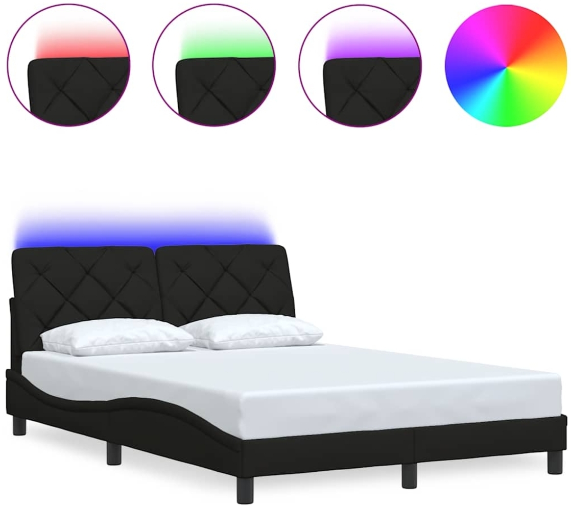 vidaXL Bettgestell mit LED ohne Matratze Schwarz 120x200 cm Stoff 3310659 Bild 1