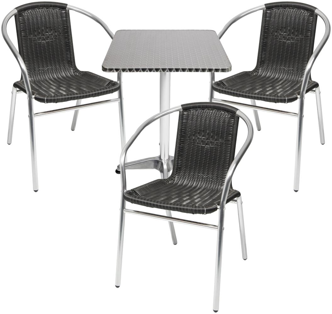 Bistrogarnitur 4-teilig Aluminium - Rattan / Schwarz Bild 1