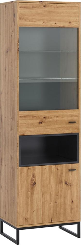 Vitrine Olier WIT60 OL09, mit weißer LED Beleuchtung, Farbe: Weiß / Weiß + Artisan Eiche Bild 1