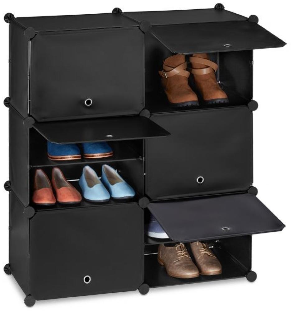 Schwarzer Schuhschrank mit 12 Fächern 10038434 Bild 1