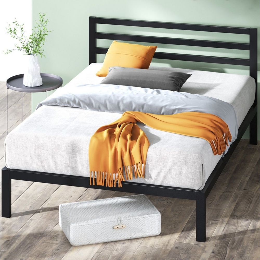 ZINUS Bettgestell Mia Metallbett mit Kopfteil (Bett, Schwarz, 140x200 cm), Inklusive Lattenrost, Hohe Stabilität, Leichter Aufbau Bild 1