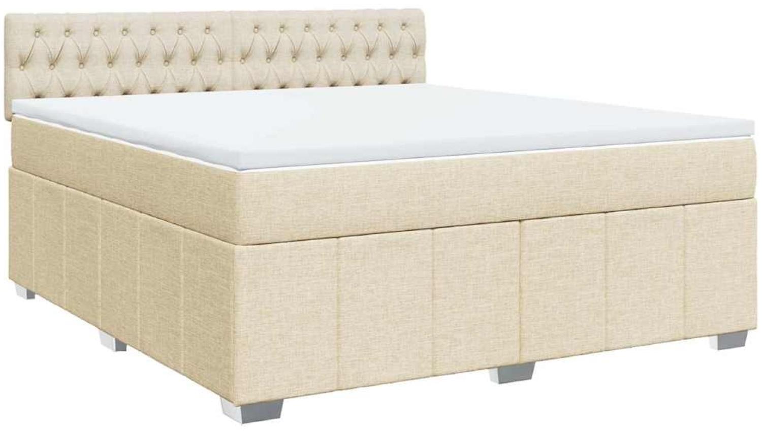 vidaXL Boxspringbett mit Matratze Creme 180x200 cm Stoff 3287159 Bild 1