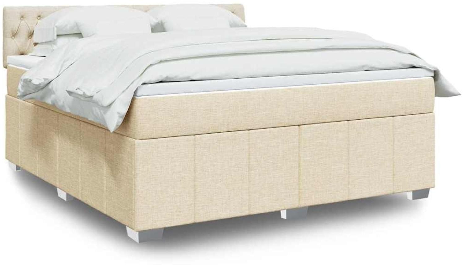 vidaXL Boxspringbett mit Matratze Creme 180x200 cm Stoff 3287159 Bild 1