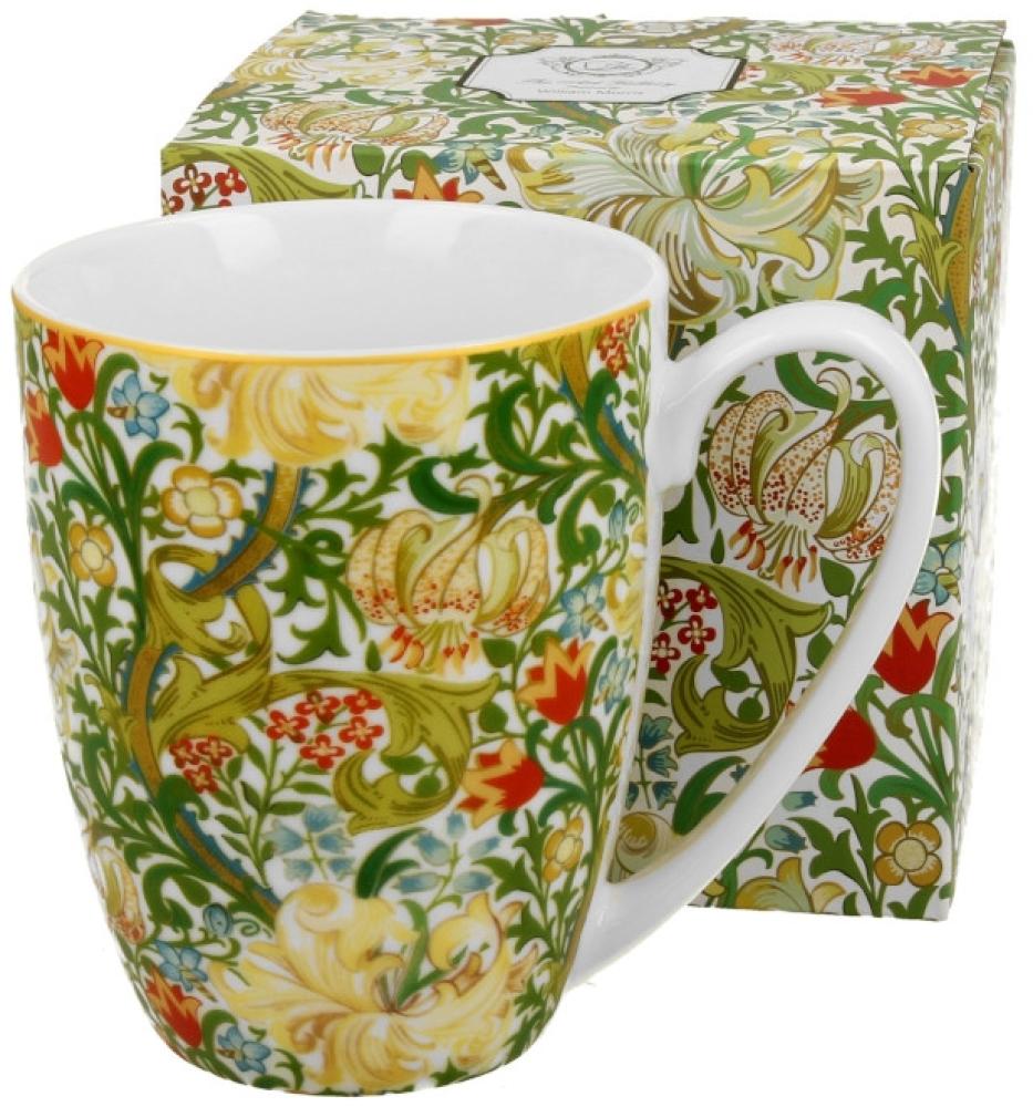 DUO ART GALLERY klassischer Becher 360 ml GOLDEN LILLY New Bone China Porzellan Bild 1