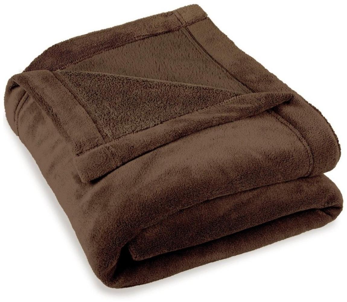 CelinaTex Flauschige Kuscheldecke XXL 220x240 cm dunkel braun Decke Sofa warm Wohndecke weich Mikrofaser Fleece Oeko-TEX Montreal Bild 1