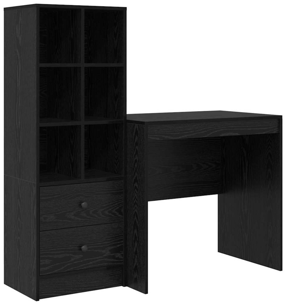 vidaXL Schreibtisch mit Stauraum mit Regal 2 pcs Schwarz Eichen-Optik 3337354 Bild 1