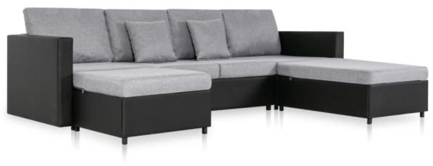 vidaXL 4-Sitzer Ausziehbares Schlafsofa Kunstleder Schwarz 287216 Bild 1