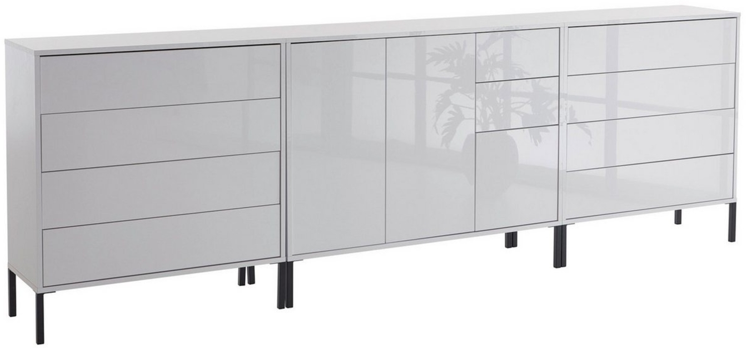 BMG Möbel Kommode Sideboard Mailand Set 8 in verschiedenen Ausführungen (3tlg), mit weiß lackierten Hochglanzfronten und Push-to-open-Funktion Bild 1