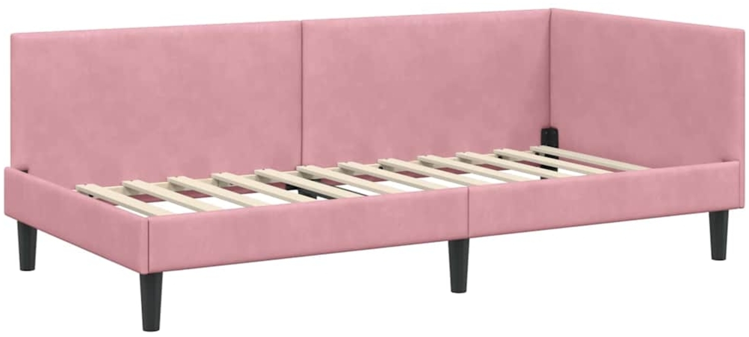 vidaXL Eckbettgestell mit Kopfteil Rosa 80 cm x 200 cm Stoff 42016209 Bild 1